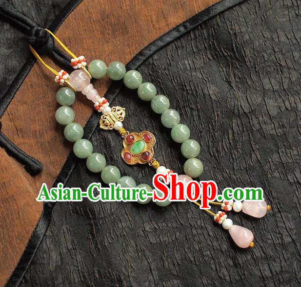 Chinese Traditional Qing Dynasty Court Lady Jewelry Accessories National Cheongsam Jadeite Beads Brooch