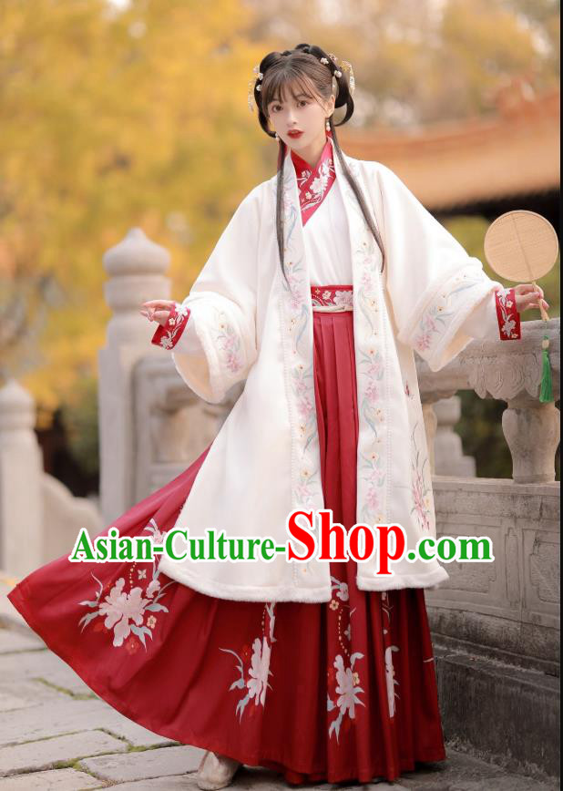 China Ancient Hanfu Garment Traditional Song Dynasty Young Beauty Embroidered Costumes Complete Set