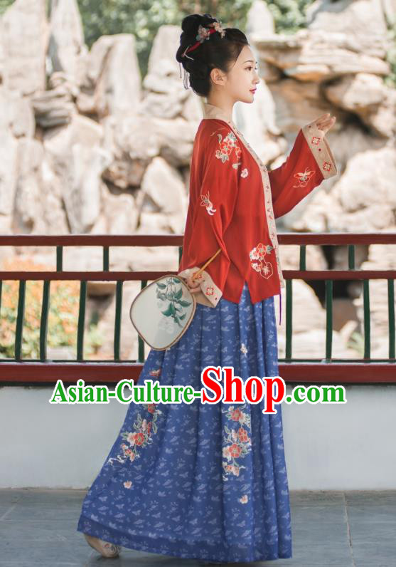 China Traditional Song Dynasty Imperial Concubine Embroidered Clothing Ancient Court Woman Hanfu Garment
