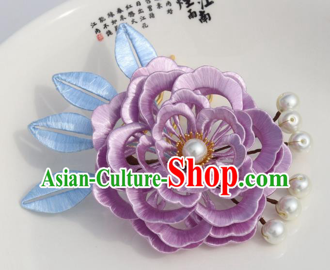 Chinese Ancient Palace Princess Hair Accessories Traditional Hanfu Lilac Peony Hairpin