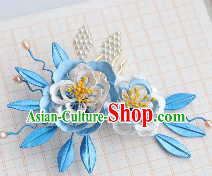Chinese Handmade Peony Flowers Hair Comb Ancient Ming Dynasty Palace Princess Hairpin