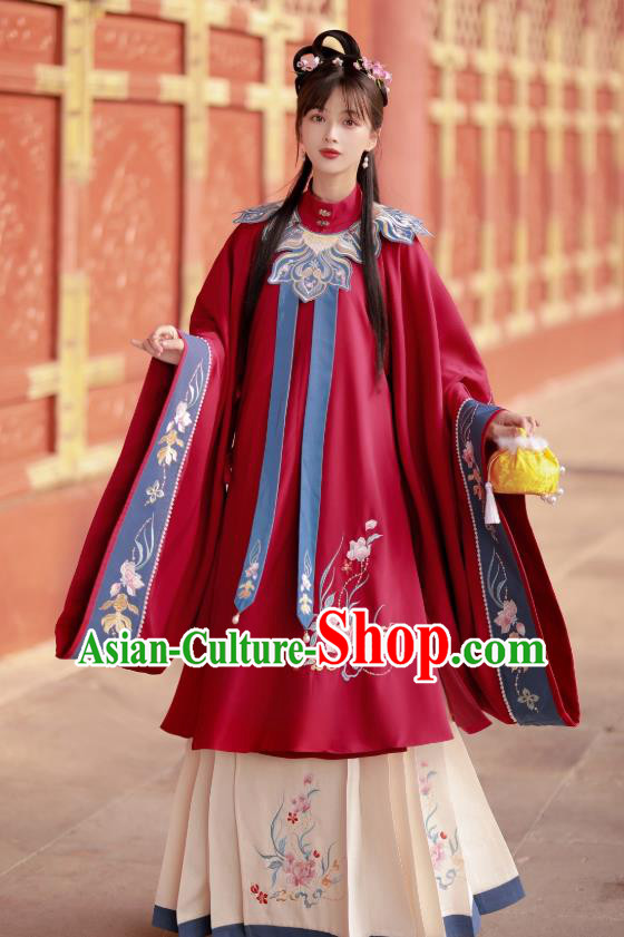 China Ancient Red Hanfu Dress Garment Traditional Ming Dynasty Palace Princess Historical Costumes