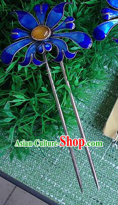 Chinese Ancient Imperial Consort Enamel Hair Stick Traditional Qing Dynasty Court Woman Ceregat Hairpin