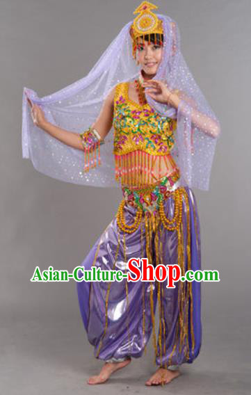 Indian Traditional Belly Dance Outfits Folk Dance Stage Performance Clothing and Hat