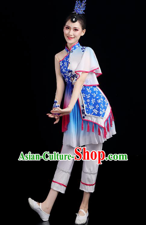 China Tea Picking Dance Outfits Folk Dance Clothing Traditional Stage Performance Costume