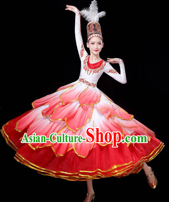 Chinese Traditional Uyghur Nationality Folk Dance Costume Xinjiang Ethnic Flower Dance Dress