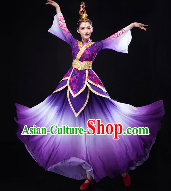 China Traditional Solo Dance Costume Umbrella Dance Clothing Classical Dance Purple Dress