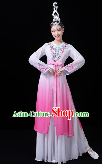 China Classical Dance Dress Traditional Woman Dance Costume Umbrella Dance Clothing and Headwear