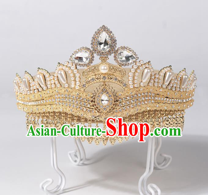 India Bollywood Queen Royal Crown Indian Stage Performance Hair Accessories