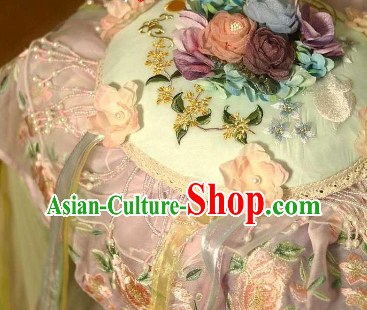 Handmade China Ancient Palace Lantern Traditional Song Dynasty Embroidered Silk Portable Lamp
