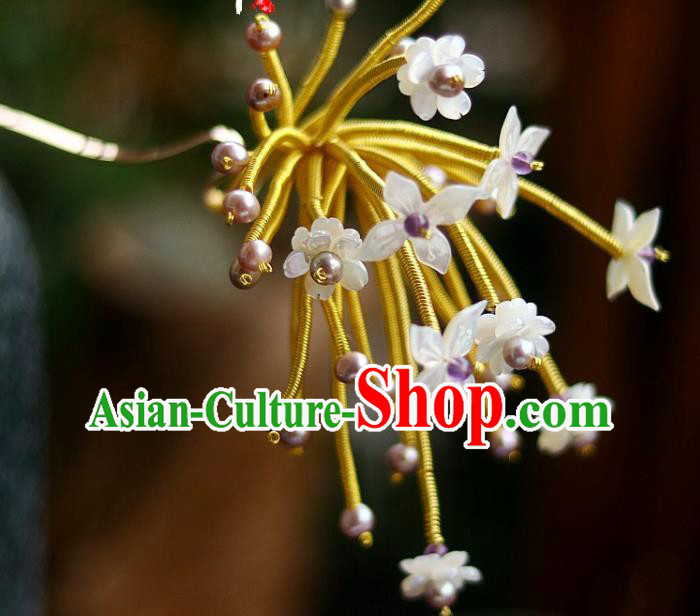 Chinese Traditional Qing Dynasty Court Hair Accessories Ancient Empress Shell Flowers Hairpin