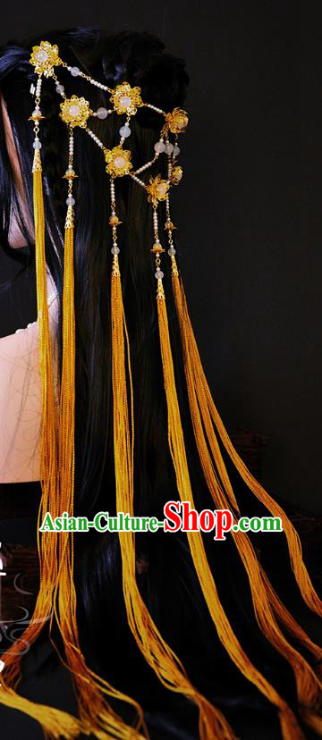 China Ancient Fairy Hair Accessories Handmade Traditional Cosplay Princess Golden Tassel Hair Clasp