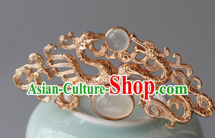 China Ancient Princess Golden Phoenix Hairpin Traditional Ming Dynasty Empress Hair Crown