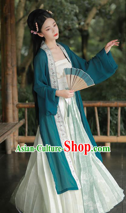 China Ancient Young Beauty Hanfu Dress Clothing Song Dynasty Noble Lady Historical Costumes