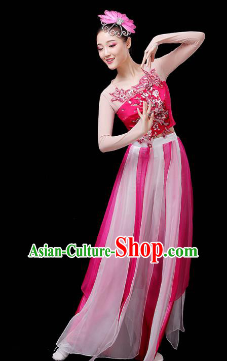 Chinese Traditional Solo Dance Performance Clothing Classical Dance Costume Umbrella Dance Rosy Dress