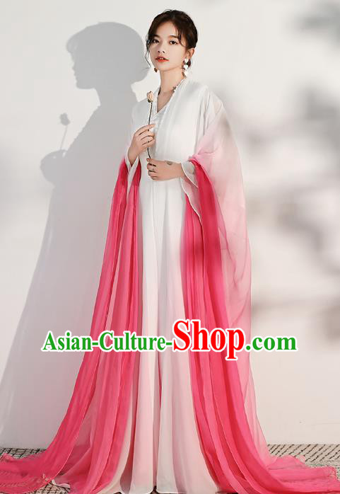 China Catwalks Clothing Solo Performance White Full Dress Woman Classical Dance Costume