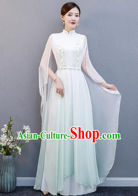 China Chorus Performance Costume Catwalks Woman Clothing Stage Show Light Green Full Dress