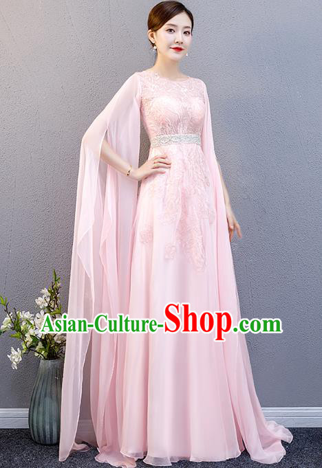 China Stage Show Pink Full Dress Woman Chorus Performance Costume Catwalks Clothing