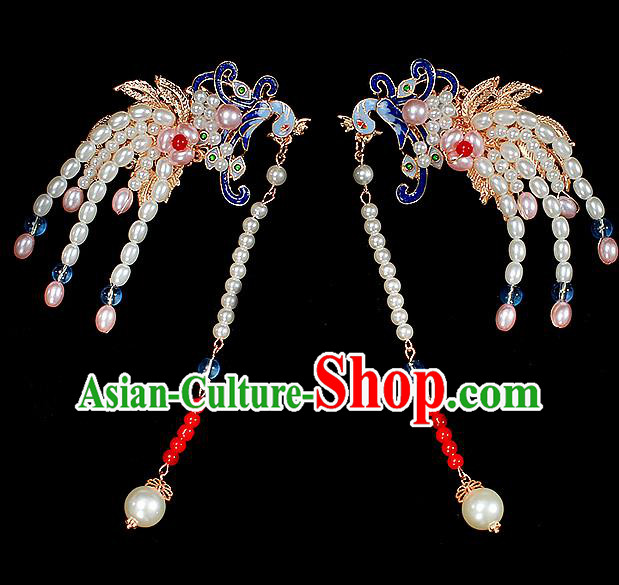 Chinese Ancient Noble Lady Phoenix Hairpin Traditional Ming Dynasty Court Tassel Hair Claw