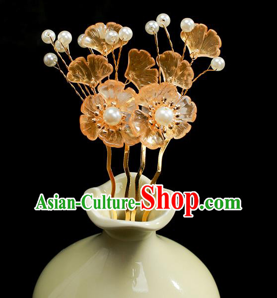 Chinese Ancient Princess Hair Accessories Traditional Hanfu Ginkgo Leaf Hair Comb
