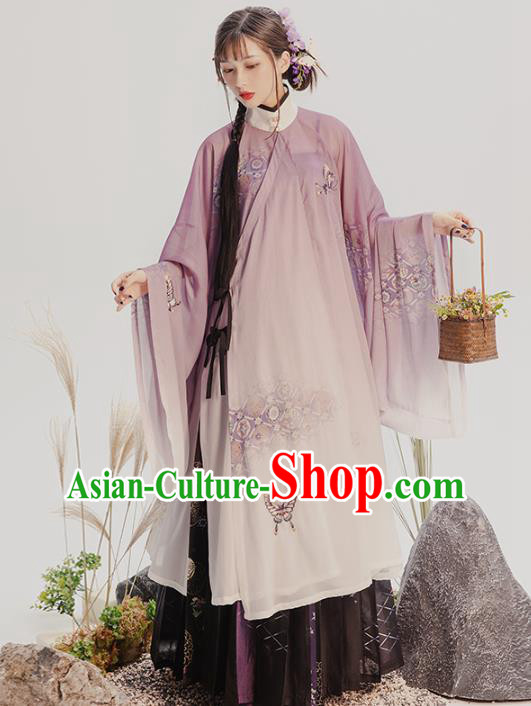 China Traditional Ming Dynasty Nobility Lady Historical Costumes Ancient Patrician Beauty Hanfu Dress Full Set
