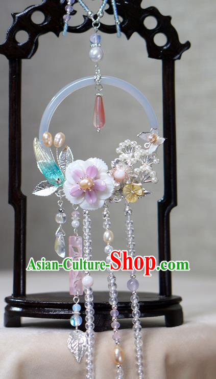 China Traditional Hanfu Beads Tassel Waist Accessories Ancient Ming Dynasty Princess Belt Jade Pendant