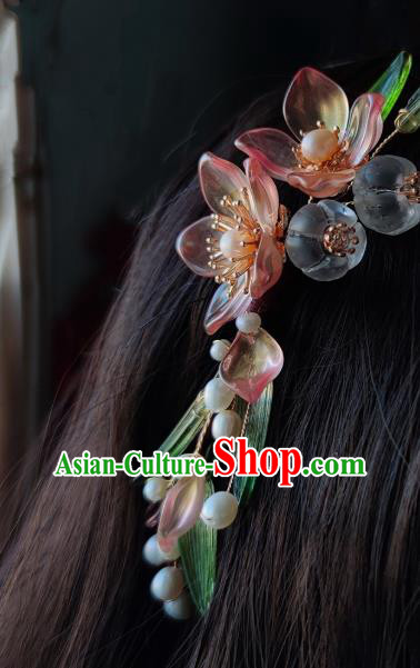 Chinese Ancient Princess Hairpin Traditional Song Dynasty Noble Lady Peach Blossom Hair Stick Headwear