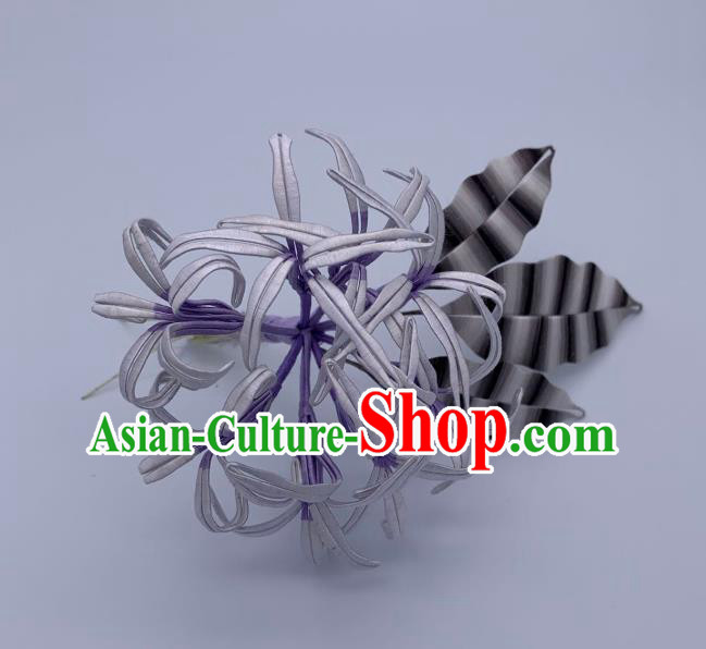 China Handmade Lilac Silk Manjusaka Hairpin Traditional Hanfu Hair Accessories Ancient Female Swordsman Hair Stick
