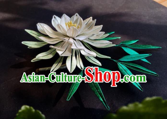 China Handmade Silk Epiphyllum Hairpin Traditional Hanfu Headpiece Ancient Song Dynasty Court Woman Hair Stick