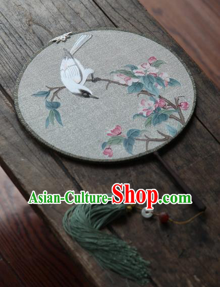 Chinese Handmade Kesi Begonia Painting Silk Circular Fan Traditional Song Dynasty Palace Fan Ancient Hanfu Fans