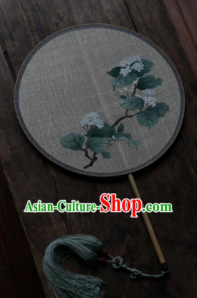 Chinese Ancient Hanfu Fans Handmade Kesi Jasmine Flower Painting Silk Circular Fan Traditional Song Dynasty Palace Fan
