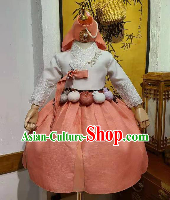 Korean Girls Hanbok Clothing Traditional Garment Korean Children Performance Dress Clothing and Hat