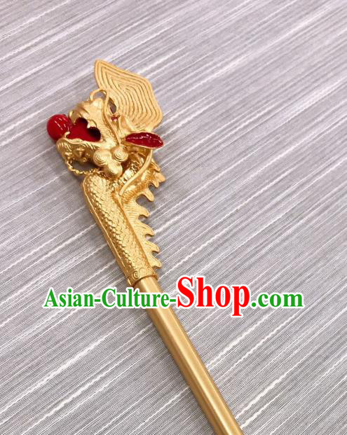 Korean Court Bride Hairpin Traditional Wedding Hair Accessories Korea Stage Performance Golden Dragon Hair Stick