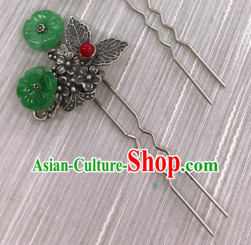 Korean Court Jade Plum Hairpin Traditional Hanbok Hair Accessories Korea Stage Performance Hair Stick