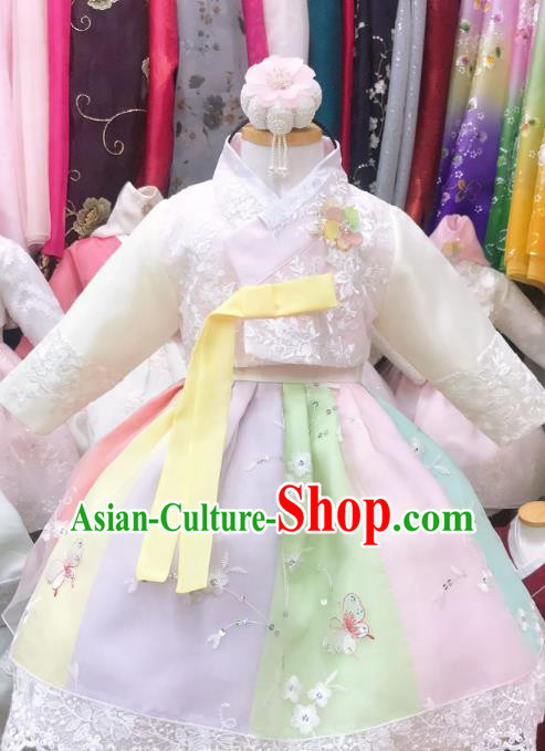 Asian Korean Girl Pink Blouse and Dress Children Princess Garments Fashion Korea Traditional Birthday Hanbok Clothing