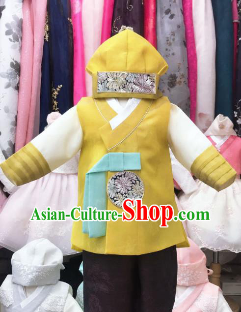Korean Boy Prince Garment Costume Folk Dance Outfits Traditional Children Stage Performance Hanbok Clothing