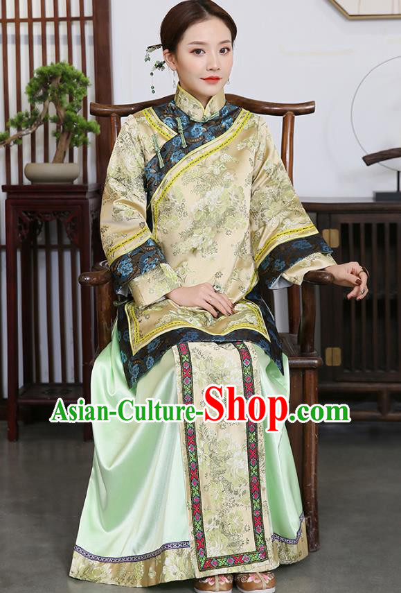 China Ancient Young Mistress Garments Traditional Qing Dynasty Civilian Woman Historical Clothing