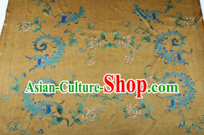 China Yellow Gambiered Guangdong Gauze Traditional Cheongsam Silk Fabric Classical Cloth Drapery