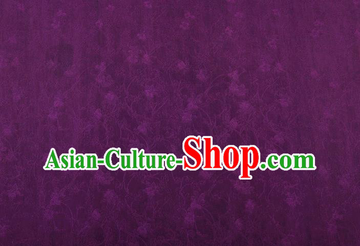 China Traditional Jacquard Drapery Classical Cheongsam Gambiered Guangdong Gauze Purple Silk Fabric