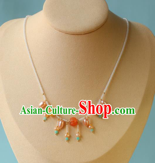 Chinese Traditional Tang Dynasty Pearls Necklace Accessories Ancient Court Beauty Necklet