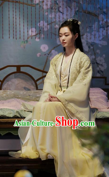 China Ancient Rich Lady Yellow Hanfu Dress Traditional Television Drama My Heroic Husband Young Beauty Su Tan Er Clothing