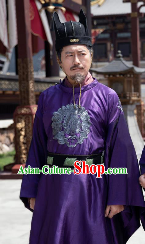 China Ancient Prime Minister Costumes Television Drama My Heroic Husband Qin Siyuan Traditional Official Robe Clothing