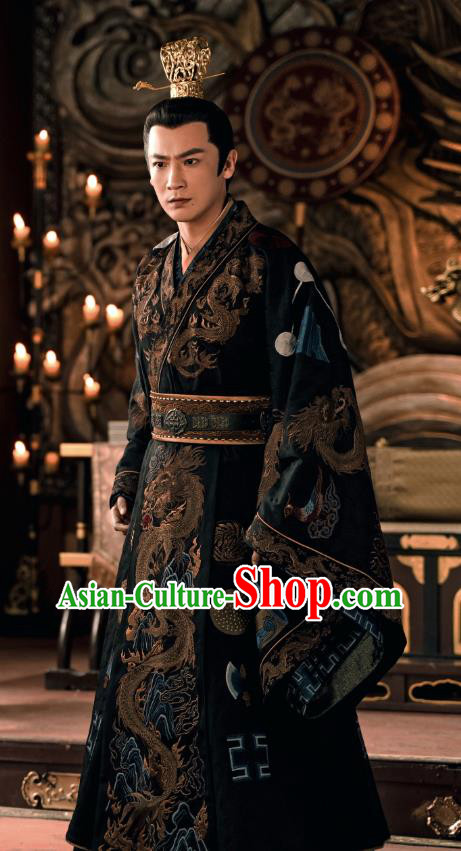 China Ancient Emperor Costumes Traditional History Drama Ming Dynasty Royal King Replica Clothing and Headwear
