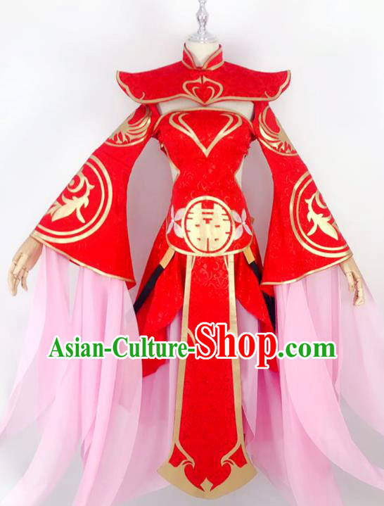 China Traditional Cosplay Goddess Wedding Clothing Ancient Fairy Princess Red Hanfu Dress
