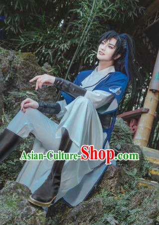 Chinese Ancient Young Hero Garment Costumes Han Dynasty Knight Clothing Cosplay Swordsman Mo Ran Apparels