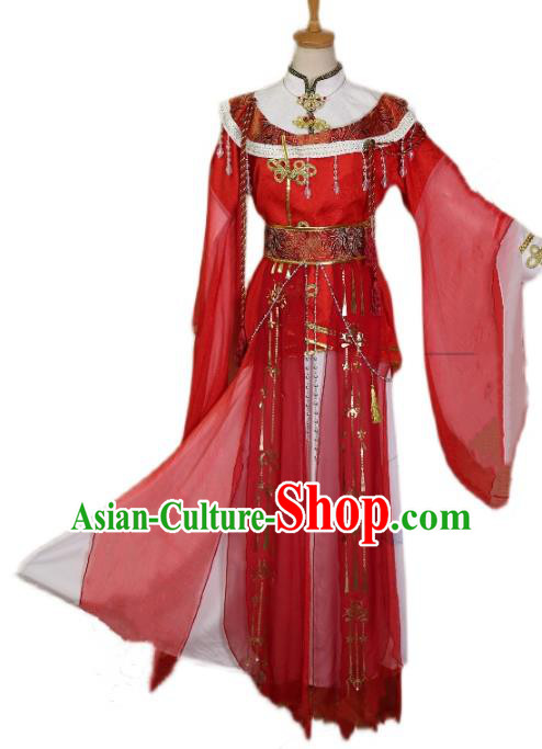 Chinese Jin Dynasty Prince Wedding Clothing Cosplay Swordsman Xie Lian Apparels Ancient Noble Childe Red Garment Costumes