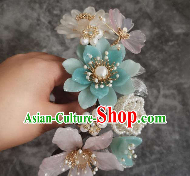 China Traditional Hanfu Hair Accessories Ancient Palace Lady Hairpin Ming Dynasty Peach Blossom Hair Comb