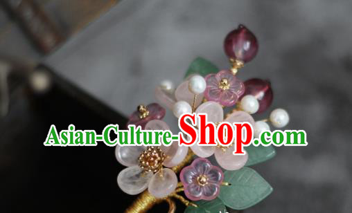 China Traditional Hanfu Headpiece Ancient Princess Hairpin Ming Dynasty Young Lady Plum Blossom Hair Stick