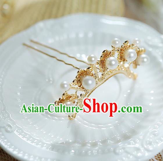 China Handmade Traditional Hanfu Hair Accessories Ancient Princess Pearls Hairpin Ming Dynasty Court Lady Golden Hair Stick