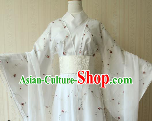 China Ancient Princess Garments Traditional Jin Dynasty Young Lady White Hanfu Dress Cosplay Fairy Zi Jin Clothing